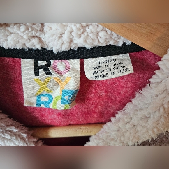 Roxy Vintage Fleece Lined Striped Zip Hoodie W/Teddy Lined Hood - Picture 9 of 9